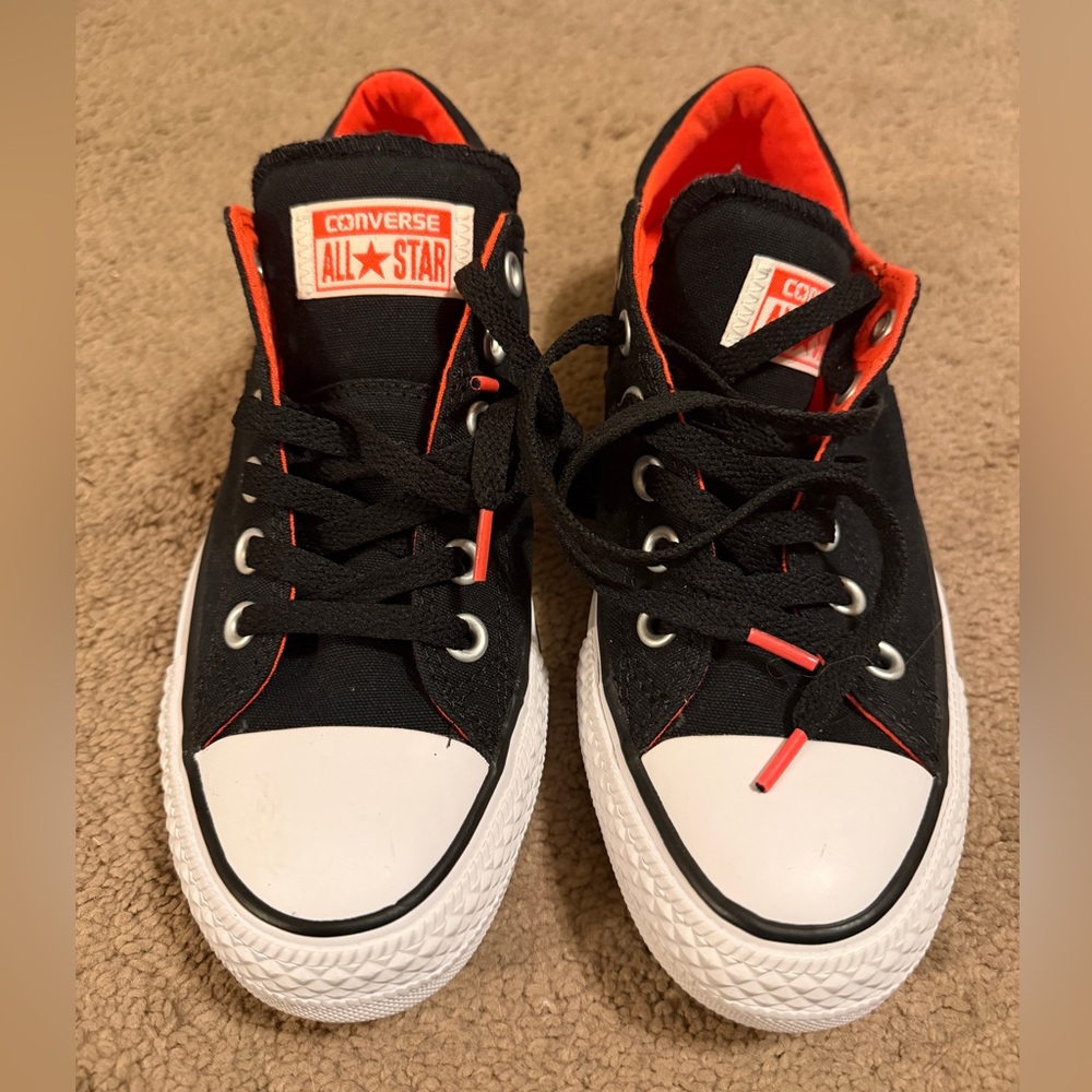 Converse All Star Black with Orange Highlights Size 7